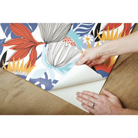 RoomMates Retro Tropical Leaves Peel & Stick Wallpaper